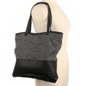 Eileen Fisher alpaca tweed leather tote 15" x 15"